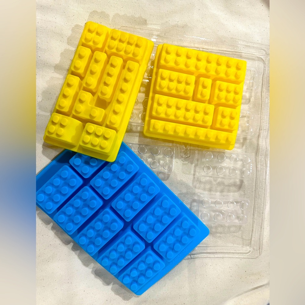 Candy molds “Lego” building blocks, 3-pc Silicone & 1-pc poly.